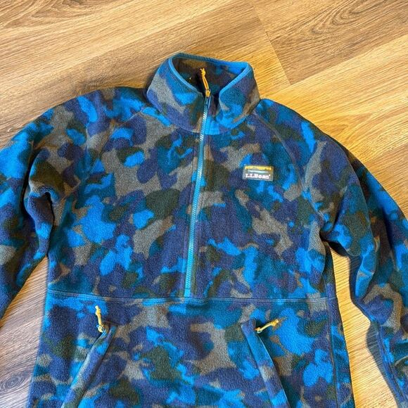 L.L. Bean blue mountain classic camo fleece quarter zip sweater size medium reg - Picture 3 of 10